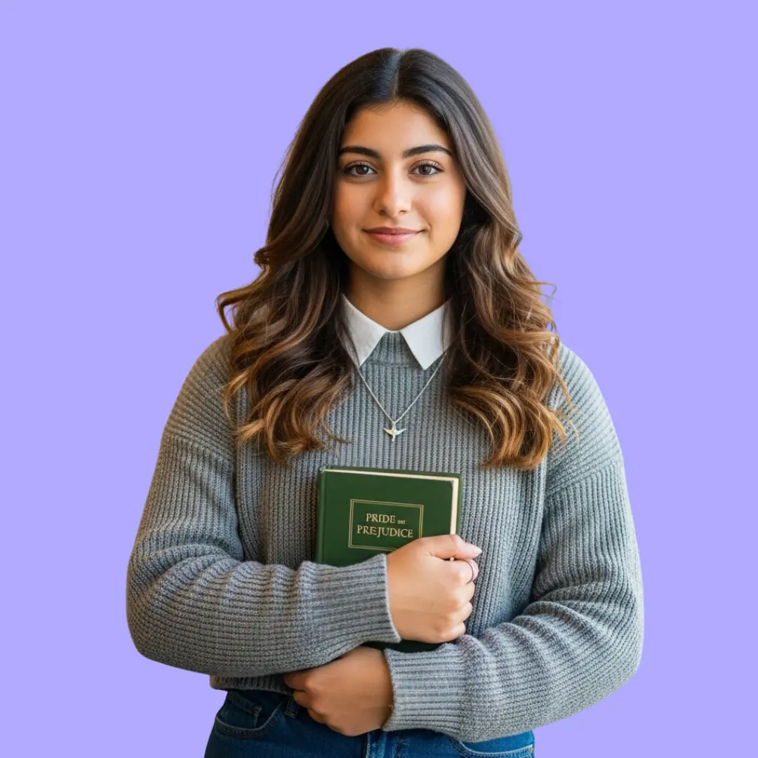Happy student with books